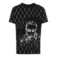 Off-White Solid Color Pattern Printing Round Neck Pullover Short Sleeve Black T-Shirt OMAA027S201850331001