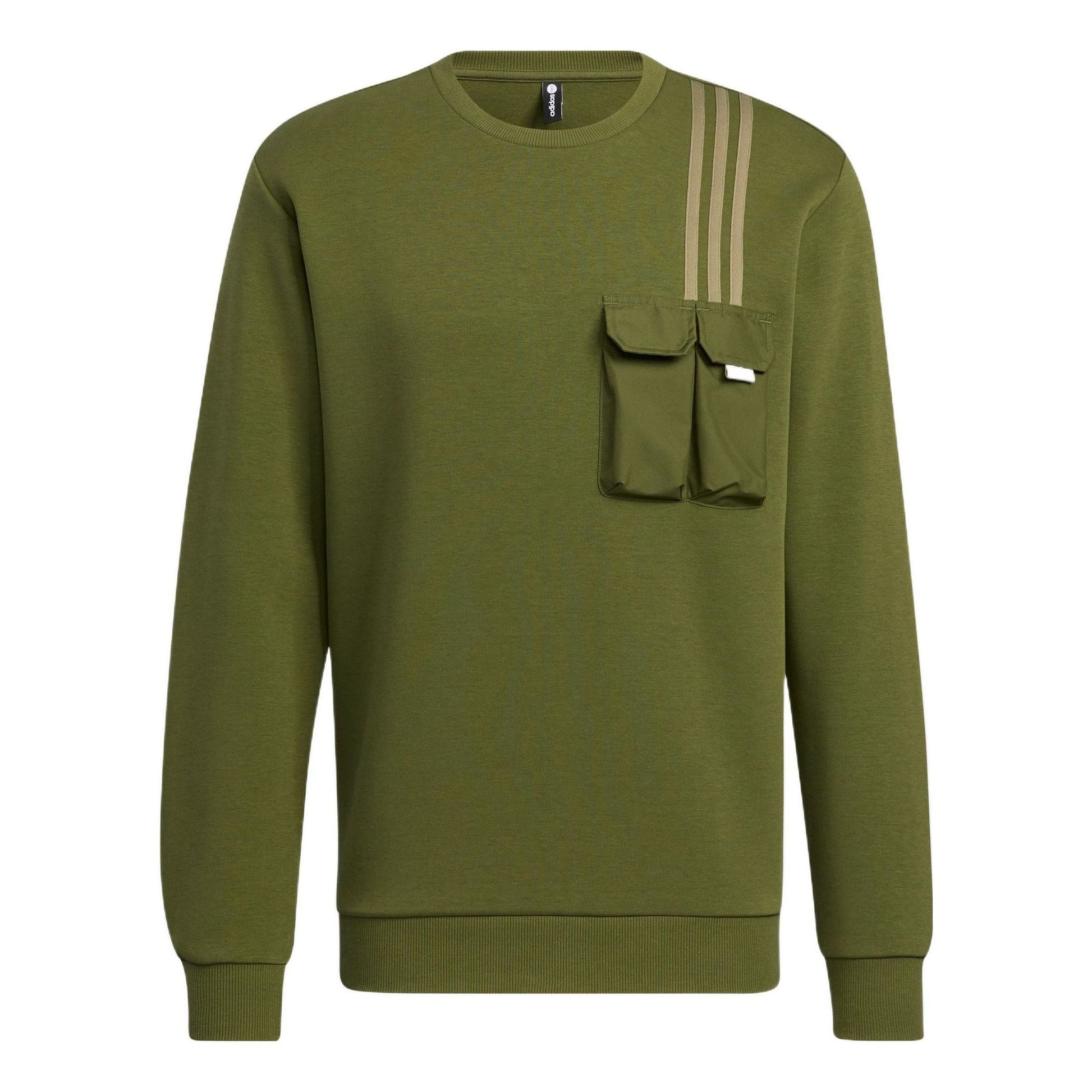 Men's adidas neo Classic Chest Sports Long Sleeves Olive Green HM2018