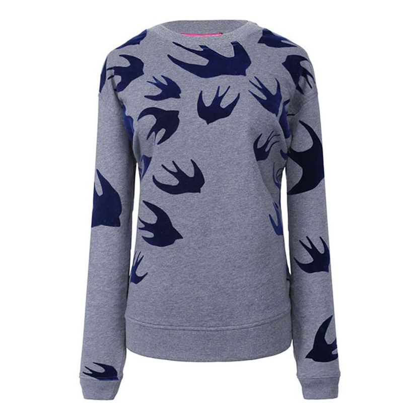 (WMNS) Alexander McQueen Swallow Round Neck Long Sleeves Sweatshirt 'Grey' 337341-RGH85-1201