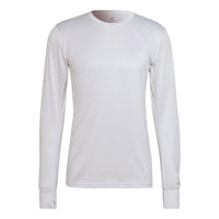 Men's adidas Solid Color Logo Round Neck Long Sleeves White T-Shirt HB7456