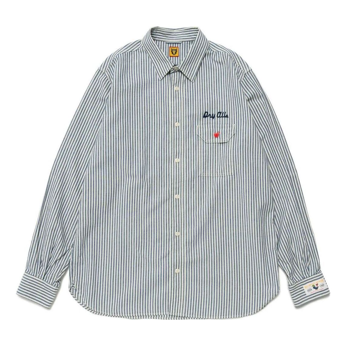 HUMAN MADE Striped Work Longsleeve Shirt 'Blue Stripe' HM25SH001