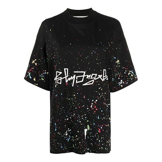 PALM ANGELS Logo Printing Short Sleeve Black PWAA017F20JER0061001
