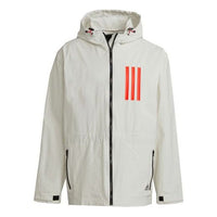 adidas Contrasting Colors Stripe Casual Sports Hooded Jacket Yellow White H39855