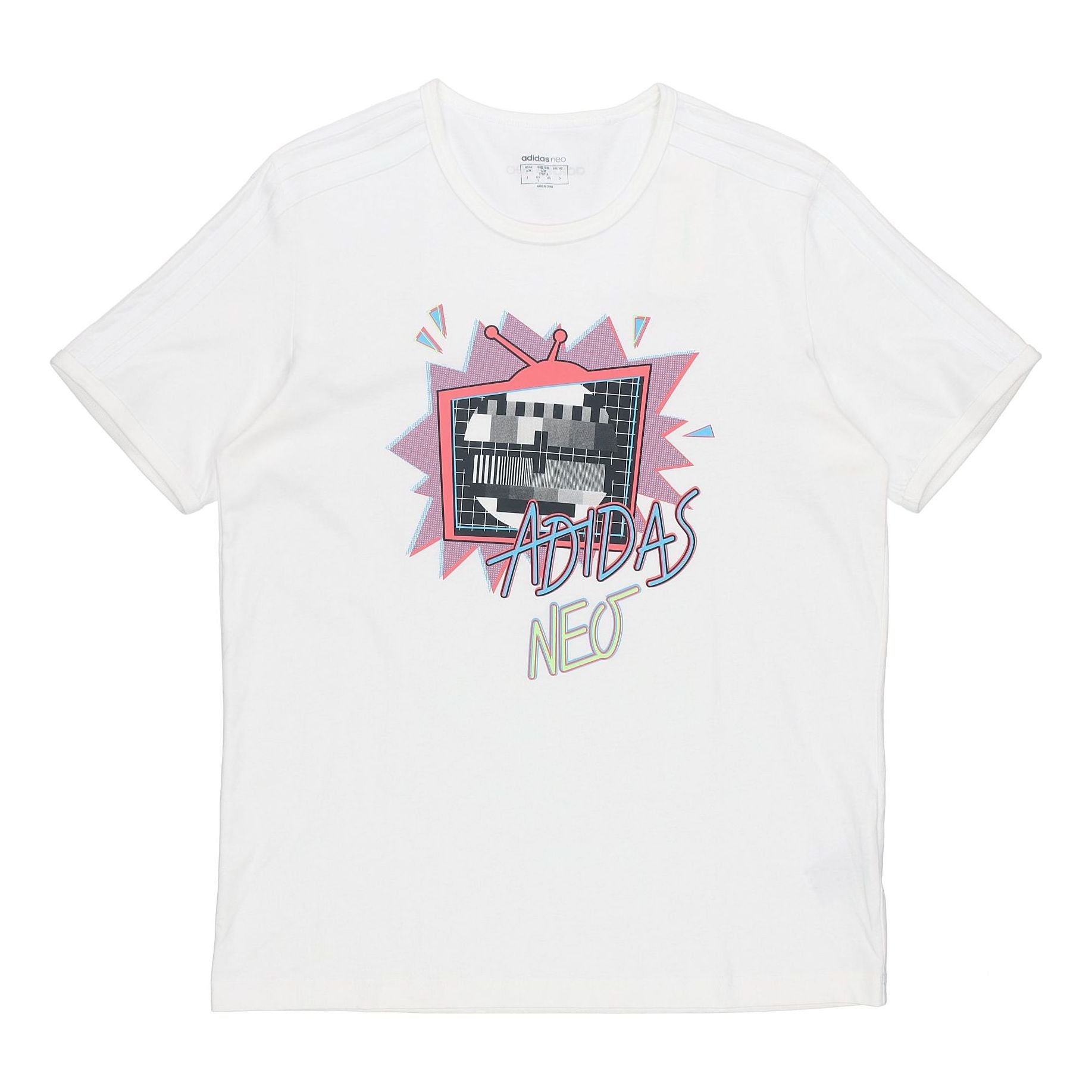 adidas neo Funny Printing Sports Round Neck Short Sleeve White GM2343