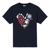 Men's KENZO Valentine's Day Series Love Embroidered Short Sleeve Blue FA5-5TS068-4W8-77