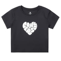 (WMNS) Converse Heart T-Shirt Asia Sizing 'Black' 10026369-A03