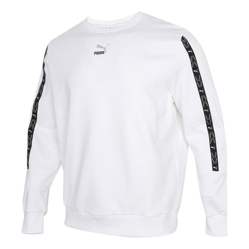 PUMA Elevate Crew Neck Long Sleeve Sweater 'White Black' 531072-02