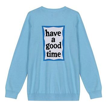 Men's adidas originals x Have A Good Time Crossover Printing Sports Round Neck Blue DZ9232