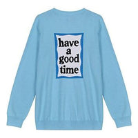 Men's adidas originals x Have A Good Time Crossover Printing Sports Round Neck Blue DZ9232