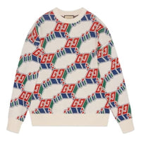 Gucci Square GG And Geometric Wool Sweater 'Ivory Multi-Color' 763415-XKDOV-9275