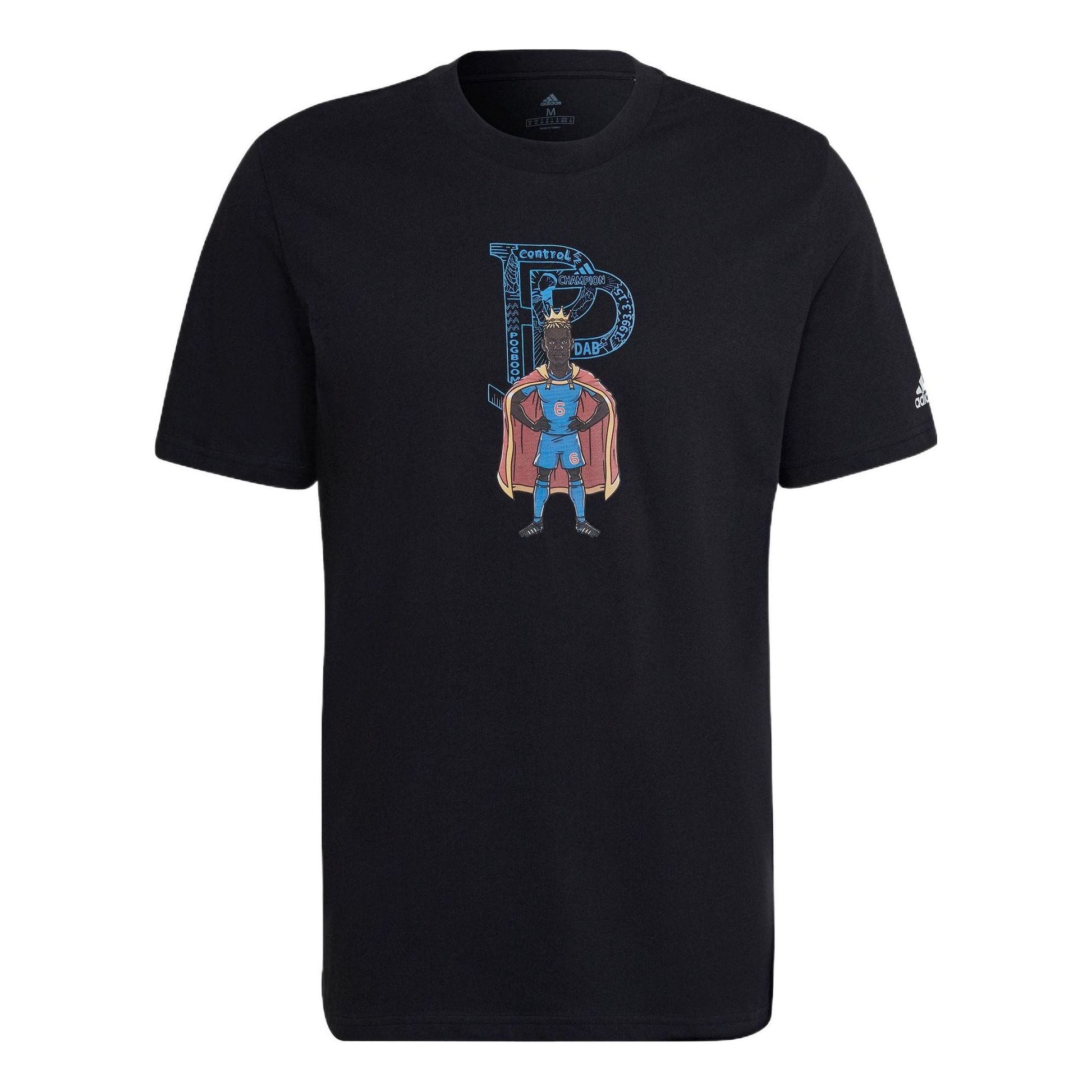 Men's adidas Chest Character Alphabet Cartoon Printing Round Neck Short Sleeve Black T-Shirt HA0907