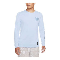 Nike DRI-FIT Printing Round Neck Long Sleeves Blue AO0653-468