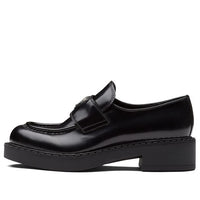 (WMNS) PRADA Chocolate 50mm Brushed Leather Loafer 'Black' 1D246M_ULS_F0002_F_B050
