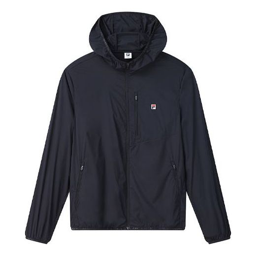 FILA Athletics Alphabet Printing Sports Woven Hooded Jacket Blue A11M123702F-NV
