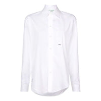 (WMNS) Off-White Loose Logo Embroidered Long Sleeves Shirt White OWGA031F187440520110