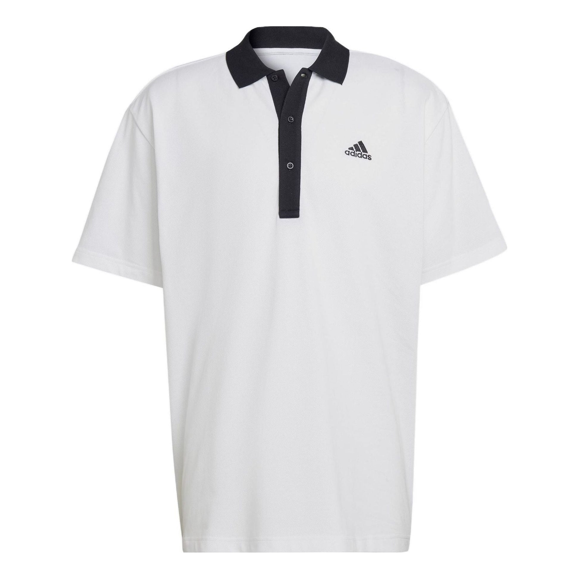 adidas Logo Printing Colorblock Short Sleeve White Polo Shirt HY5516