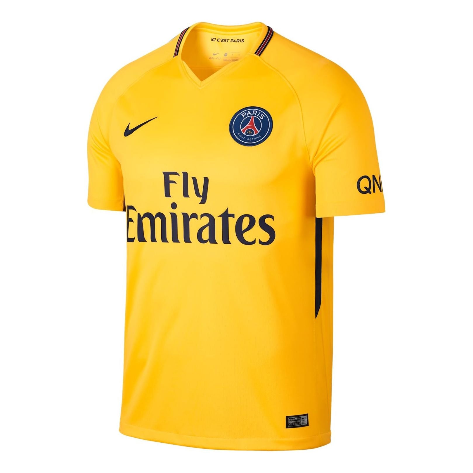 Nike PSG Paris Saint-Germain 17/18 Away Jersey 'Yellow Navy' 847268-720