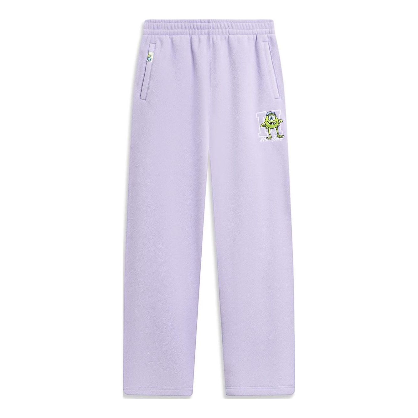 (WMNS) Li-Ning x Disney Monster University Graphic Fleece Sweatpants 'Light Purple' AKLT818-2