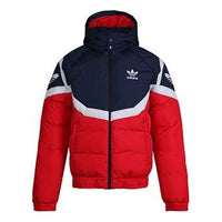 adidas originals Down Jacket Colorblock Splicing hooded down Jacket Red EC3664