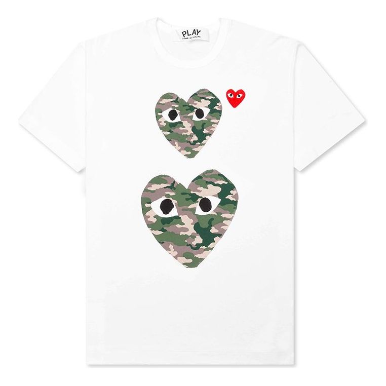 (WMNS) COMME des GARCONS PLAY Camouflage Double Heart Tee 'White' AZ-T245-051-1