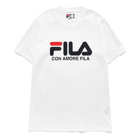 Men's FILA FUSION Logo Printing Casual Round Neck Short Sleeve White T51M829150D-WT