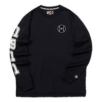 Men's Fila Sports Pure Cotton Loose Long Sleeves Black T-Shirt T11M032216F-BK