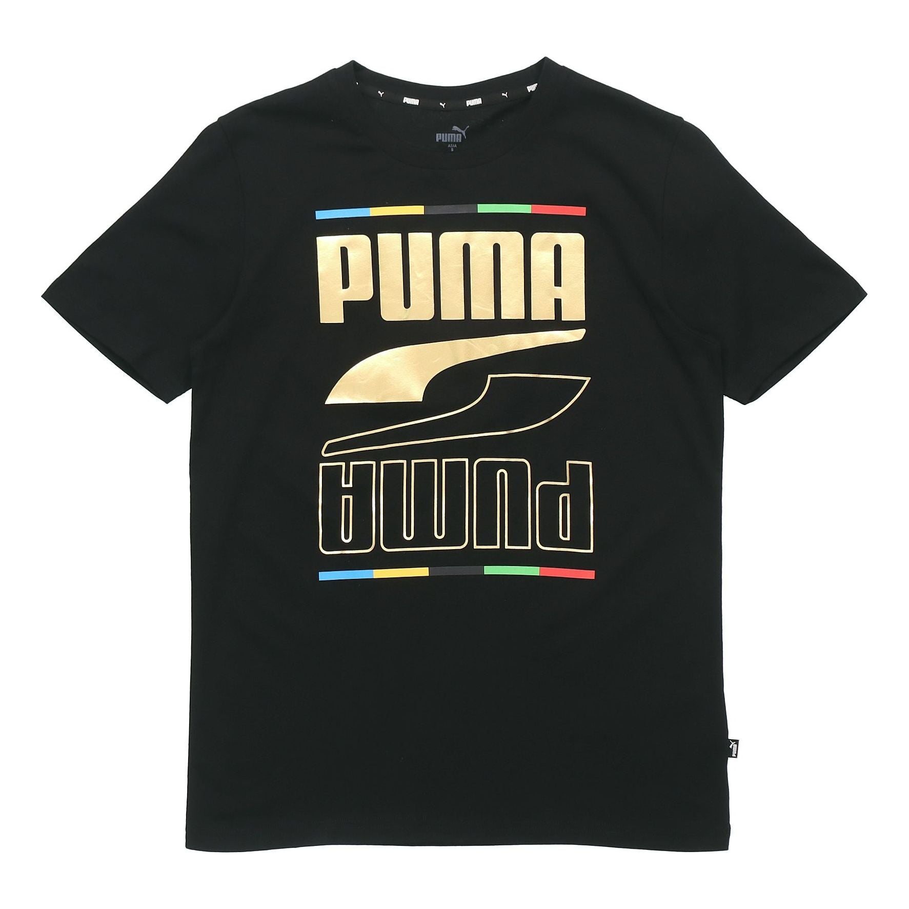 PUMA Bronzing Large Logo Printing Short Sleeve Black 586589-01