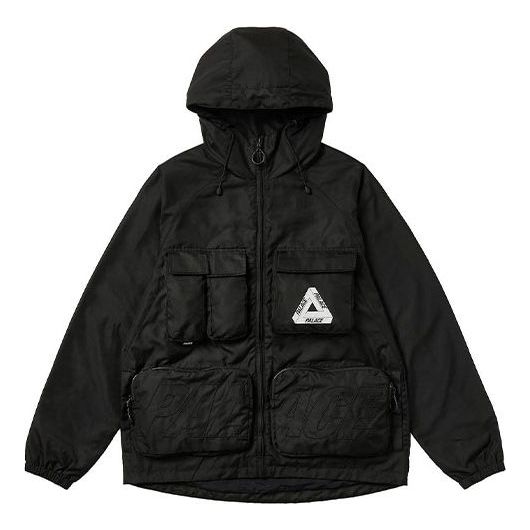 PALACE Pal Is Ace Logo Multiple Pockets Hooded Zipper Black Jacket P20JK025