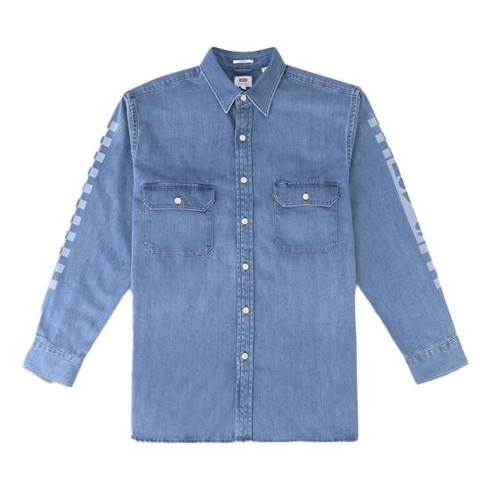 Men's Levis Series Alphabet Logo Printing Denim Long Sleeves Shirt Denim 57420-0004