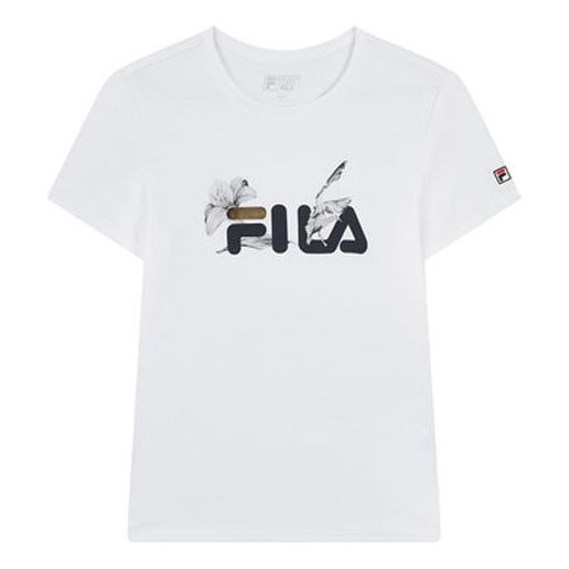 (WMNS) FILA City Subject Printing logo Alphabet Short Sleeve White F11W018136F-WT