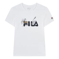 (WMNS) FILA City Subject Printing logo Alphabet Short Sleeve White F11W018136F-WT