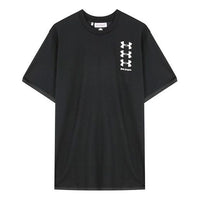 Men's PALM ANGELS Round Neck Solid Color Logo Short Sleeve Black PMAA036S19590071-1001