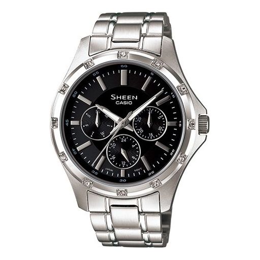CASIO SHEEN Series Waterproof Silver/ Black Analog SHE-3801D-1A