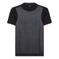 Men's FENDI SS21 Cotton Knit Casual Short Sleeve Black FY0894ABR3F0QA1