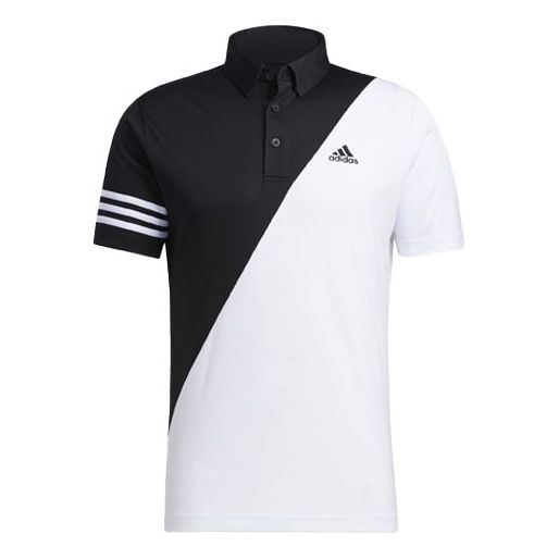 adidas Tr Polo Ss Contrasting Colors Casual Golf Short Sleeve Polo Shirt Black White Colorblock GM3659