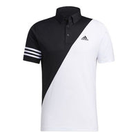 adidas Tr Polo Ss Contrasting Colors Casual Golf Short Sleeve Polo Shirt Black White Colorblock GM3659
