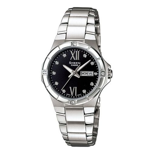 CASIO Quartz SHEEN Stainless Steel Strap Black Dial Black Analog SHE-4022D-1A