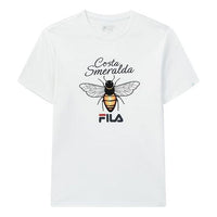 Men's FILA Chest Small Bee Pattern Printing Short Sleeve White T-Shirt F11M028120F-WT