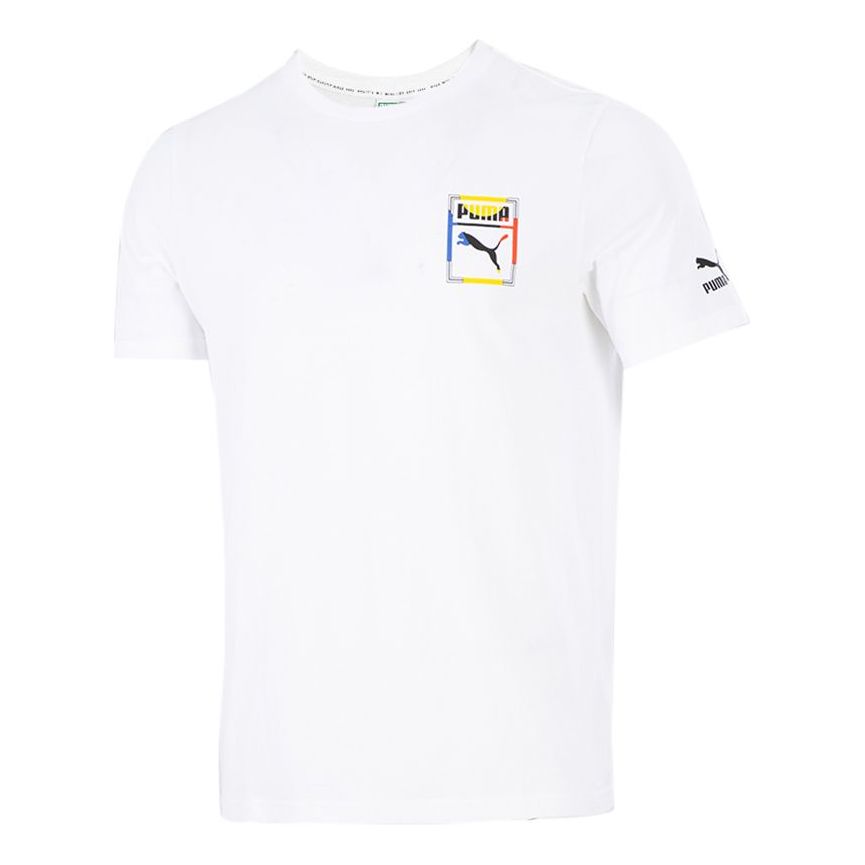 PUMA Multi-Color Logo Printing Casual Round Neck Short Sleeve White 534151-02