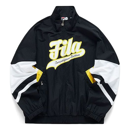 Men's FILA FUSION Contrasting Colors Sports Loose Jacket Black T11M122702F-BK