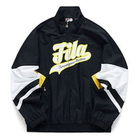 Men's FILA FUSION Contrasting Colors Sports Loose Jacket Black T11M122702F-BK