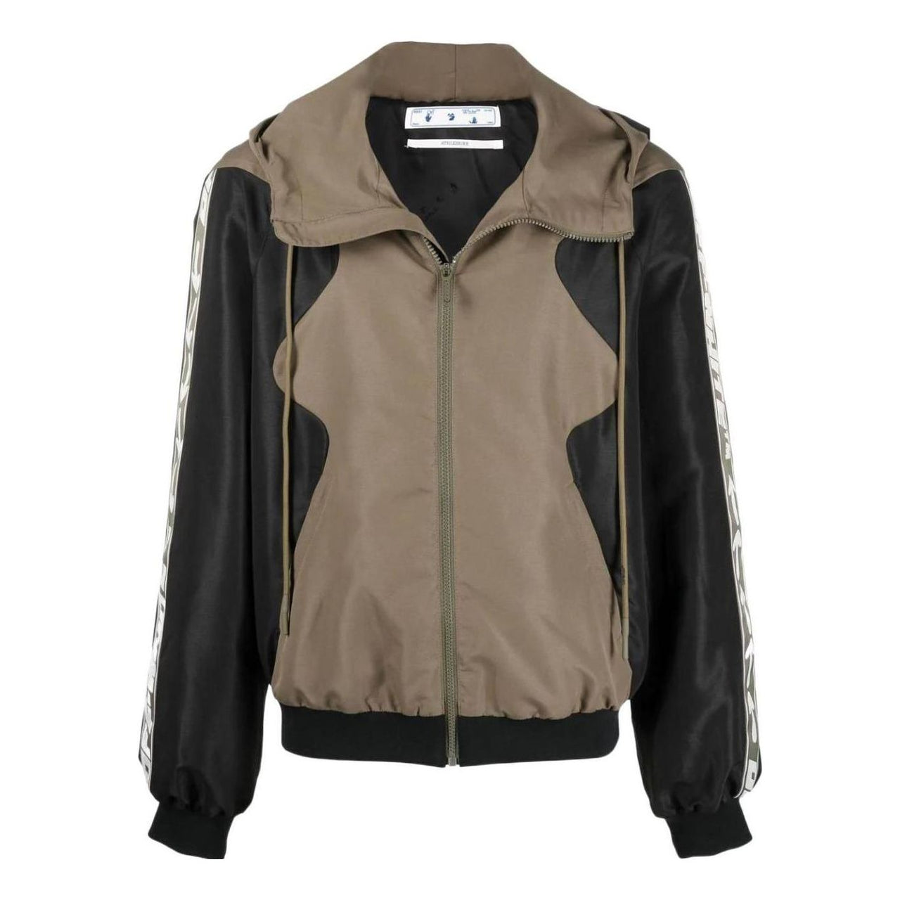 Men's Off-White SS22 Splicing Contrasting Colors Casual Hooded Jacket Version Khaki OMVC008S22FAB0011001