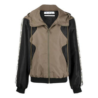 Men's Off-White SS22 Splicing Contrasting Colors Casual Hooded Jacket Version Khaki OMVC008S22FAB0011001