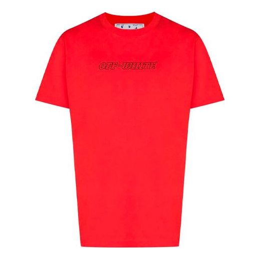 Off-White SS21 Alphabet Printing Round Neck Short Sleeve Loose Fit Red OMAA027R21JER0112531