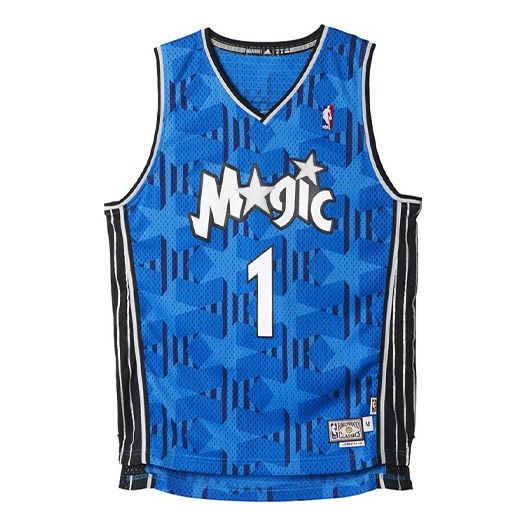 adidas Tmac SW Fan Edition Orlando Magic 1 Logo Embroidered Basketball Jersey/Vest Blue A46445
