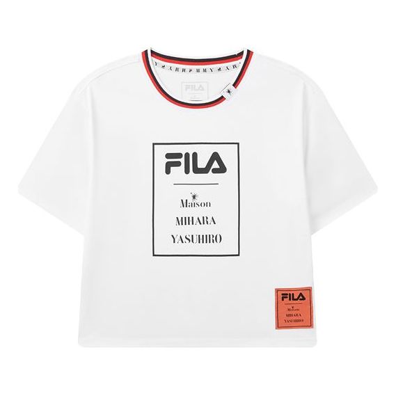 (WMNS) FILA x MIHARA YASUHIRO/ Mihara Yasuhiro Printing Logo Short Sleeve White T-Shirt F71W038101F-WT