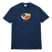 Supreme SS18 Chicken Dinner Tee Navy Printing Short Sleeve Unisex Navy Blue SUP-SS18-0044