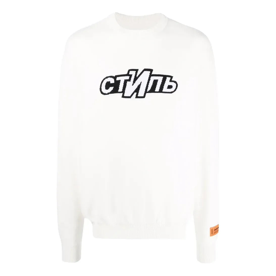 HERON PRESTON CTNMB Logo Knitted Jumper Sweatshirt 'White Black' HMHE006F21KNI0030401