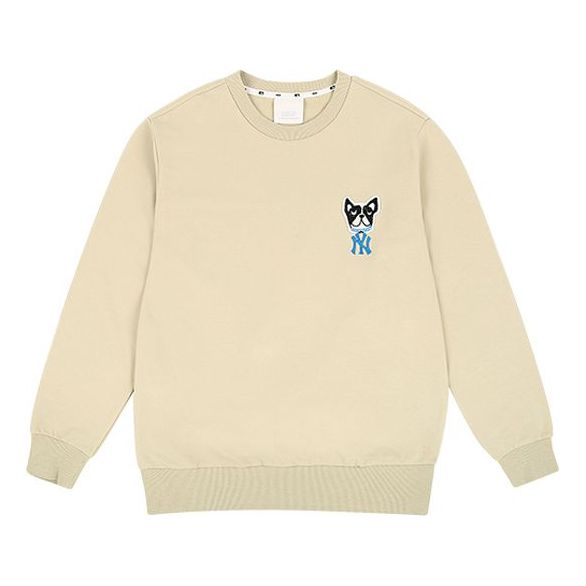 MLB Cartoon Series Embroidered Sports Round Neck Long Sleeves Unisex Khaki 31MTC1011-50B