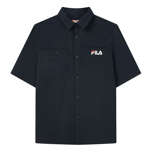 FILA Pocket Printing Logo Loose Casual Short Sleeve Shirt Blue F11M138449F-NV